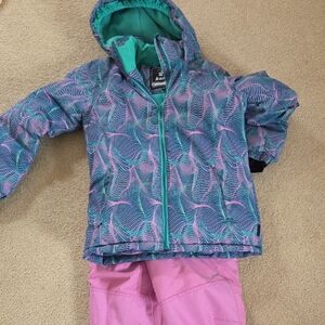 Kamik Kids Snow Jacket And Snow Bib- Greenand Pink